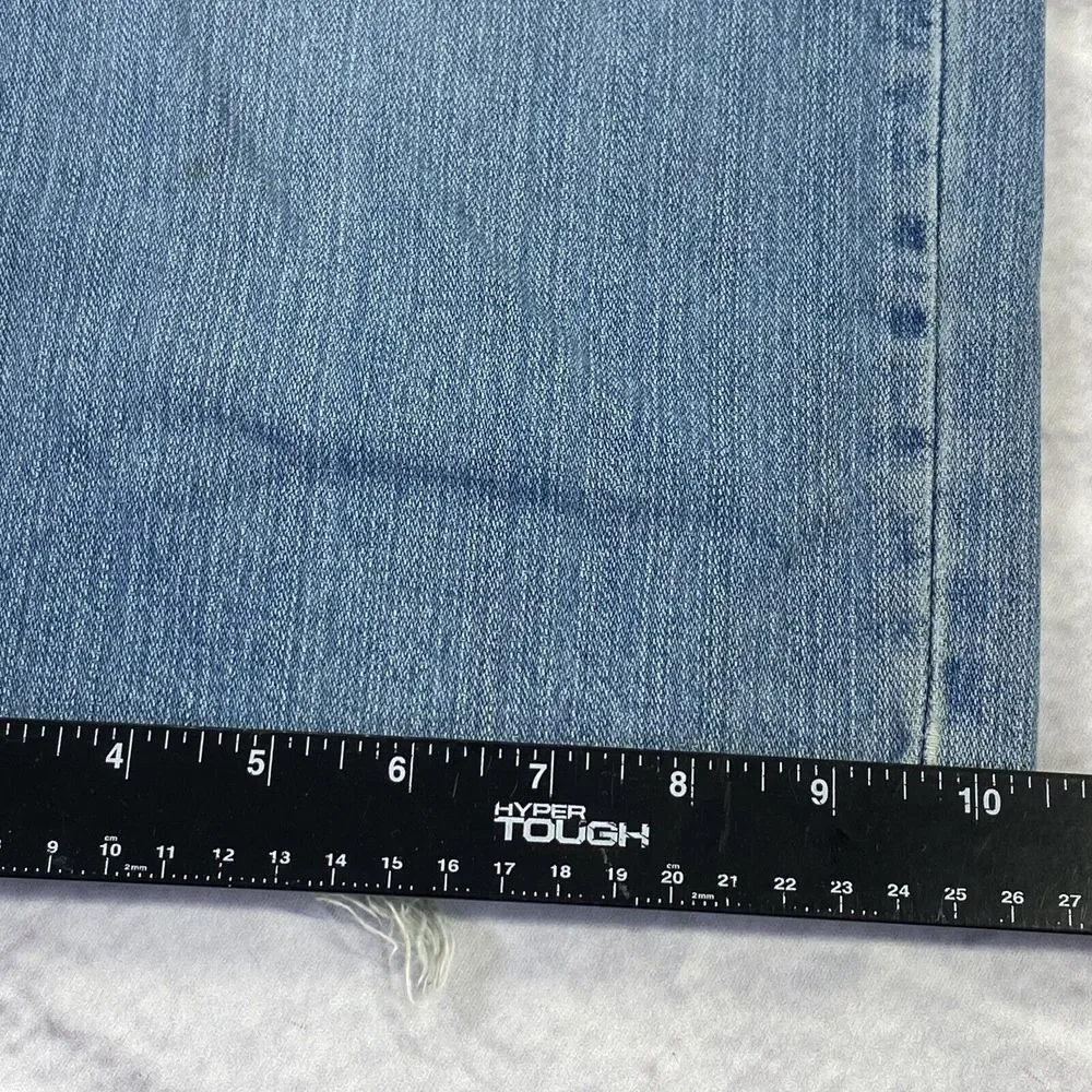LUXE-T Luxury Basics Relaxed Fit Men's Blue Jeans‎ Size 42x33 Distressed Hem